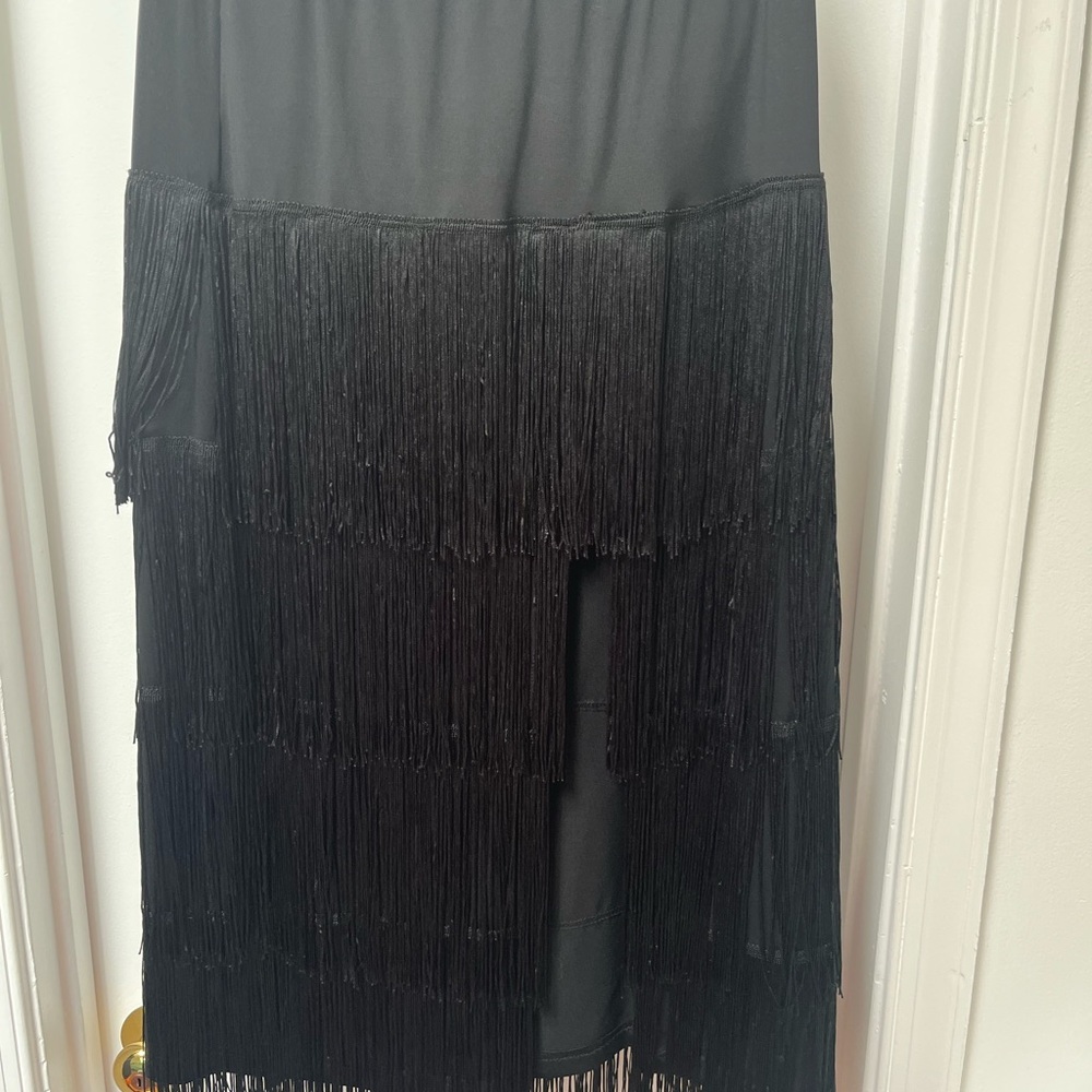 Elegant Black Fringe Latin Dance Skirt